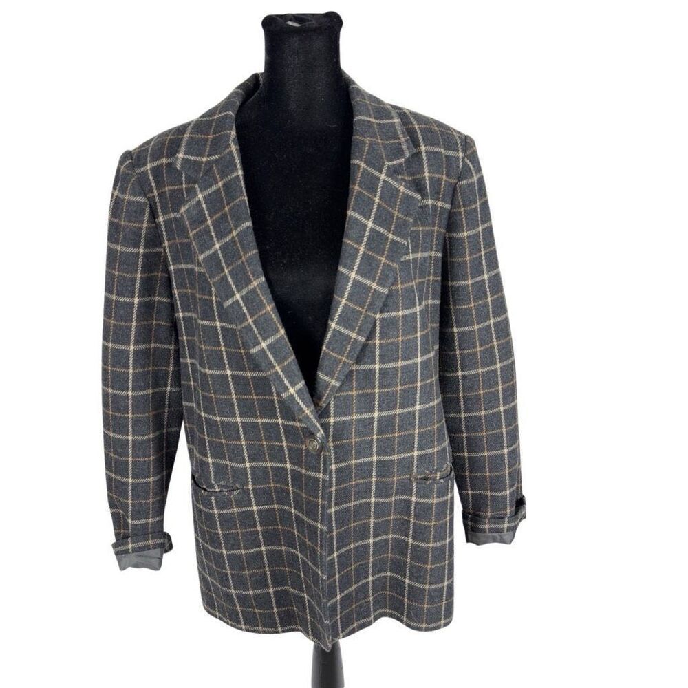 Vintage 90’s Requirements Wool Blend Checkered Blazer - Women’s 14